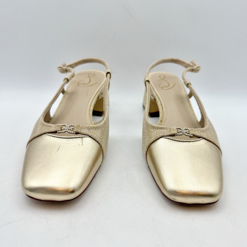 Sam Edelman Metallic Gold Slingback Block Heel - Picture 6 of 14
